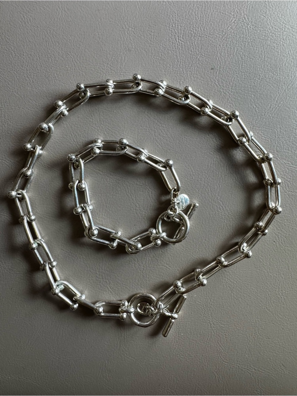 Bronze Italy Silver-Tone Toggle Link Necklace & Bracelet Set